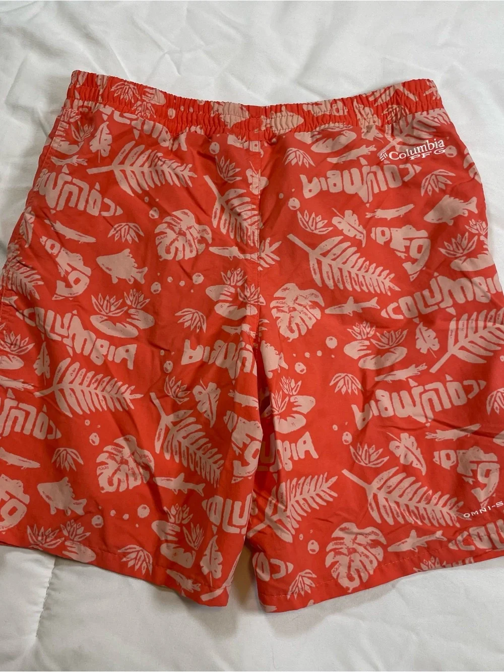 🌴 Columbia PFG Omni-Shade Youth Swim Trunks | Size L (14/16) | Tropical Coral Pr